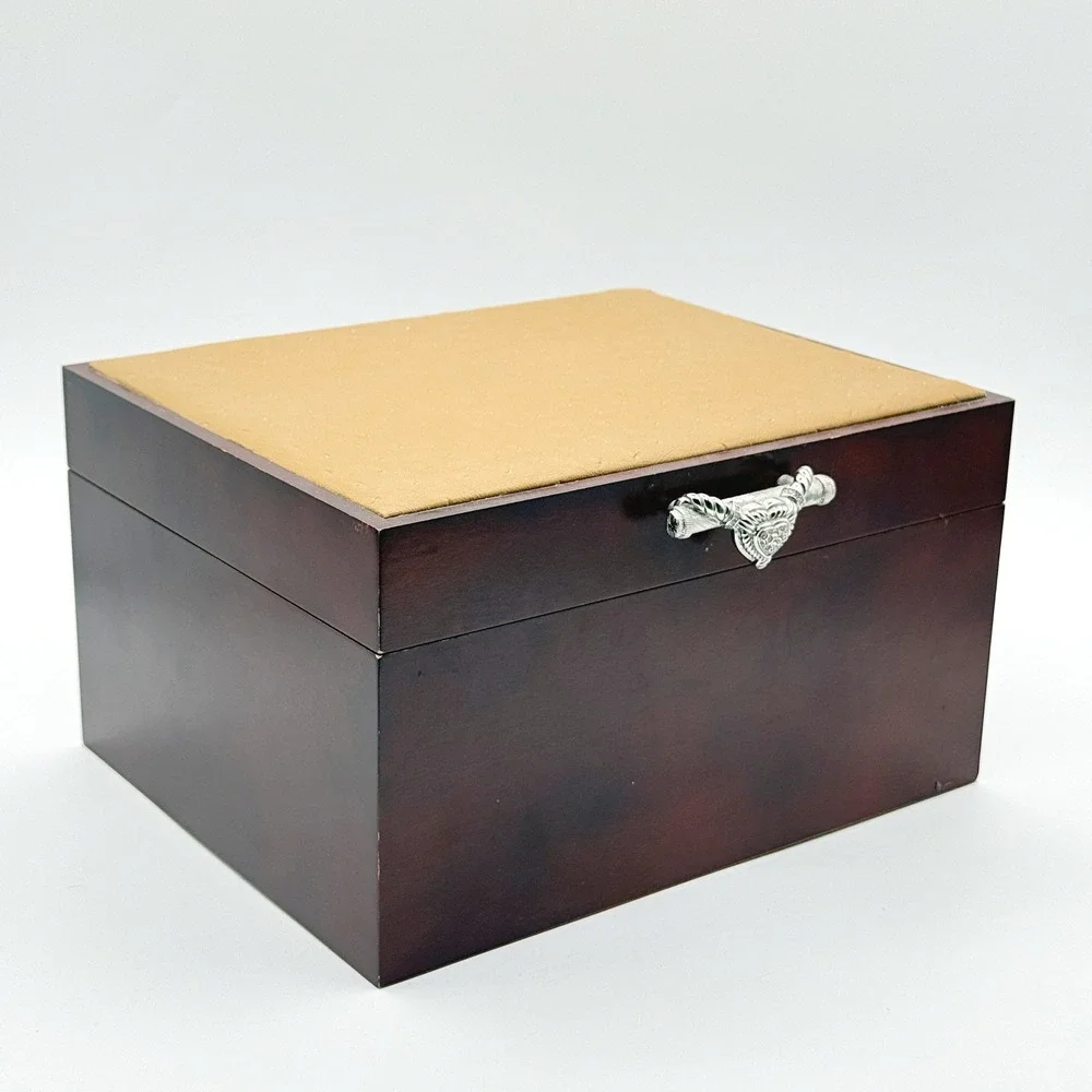 Judith Ripka Jewelry Box Chest Diamonique Heart Handle 3 Level Ostrich Embossed